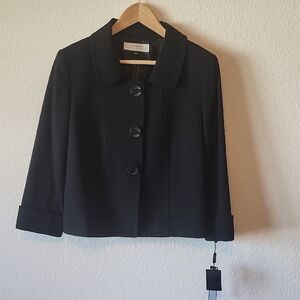 Tahari ASL NWT Women's Black Snap Closure with Decorative Buttons Blazer Size 12